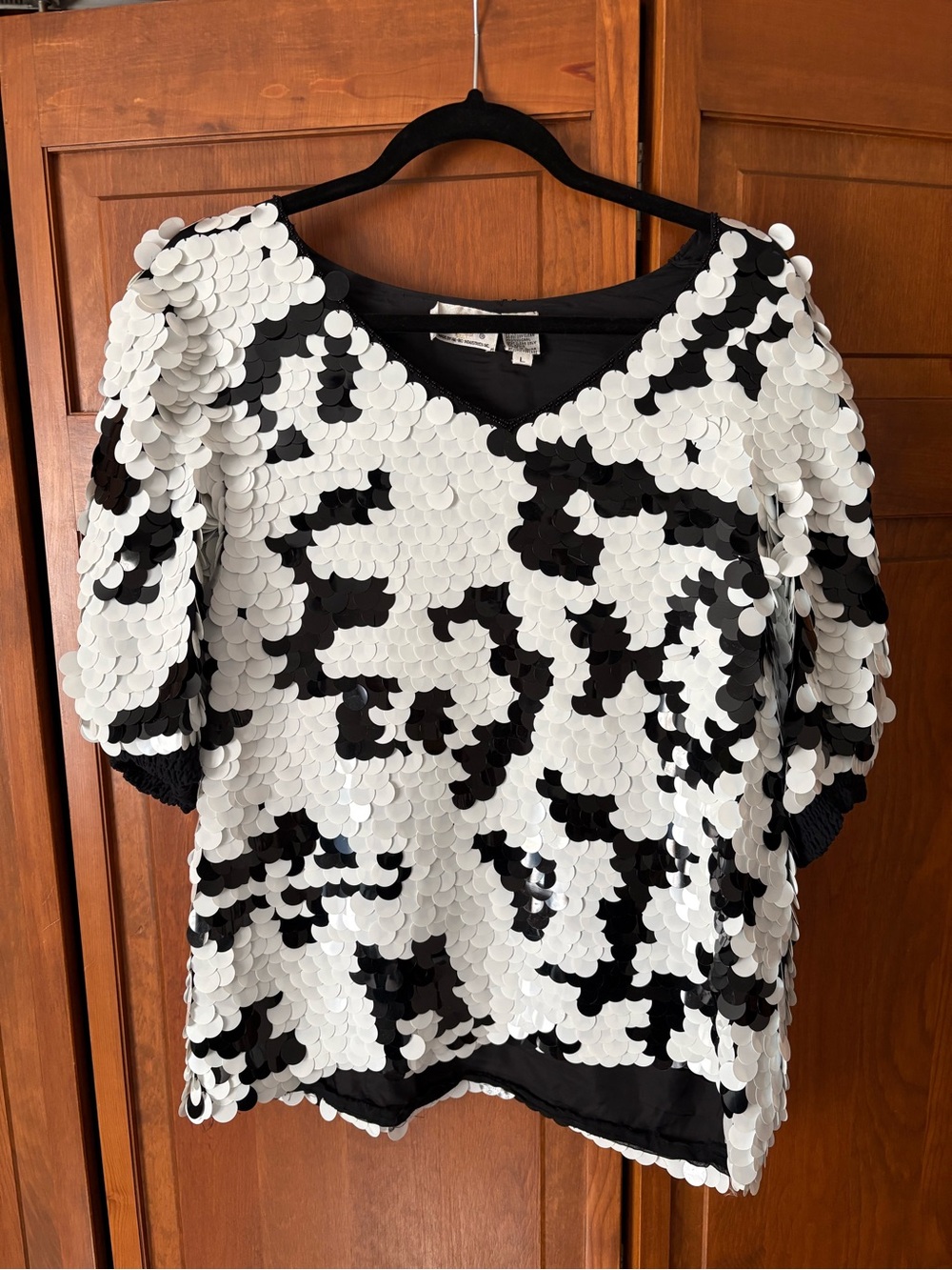 OLEG CASSINI Paillette Sequin Blouse - Size L
